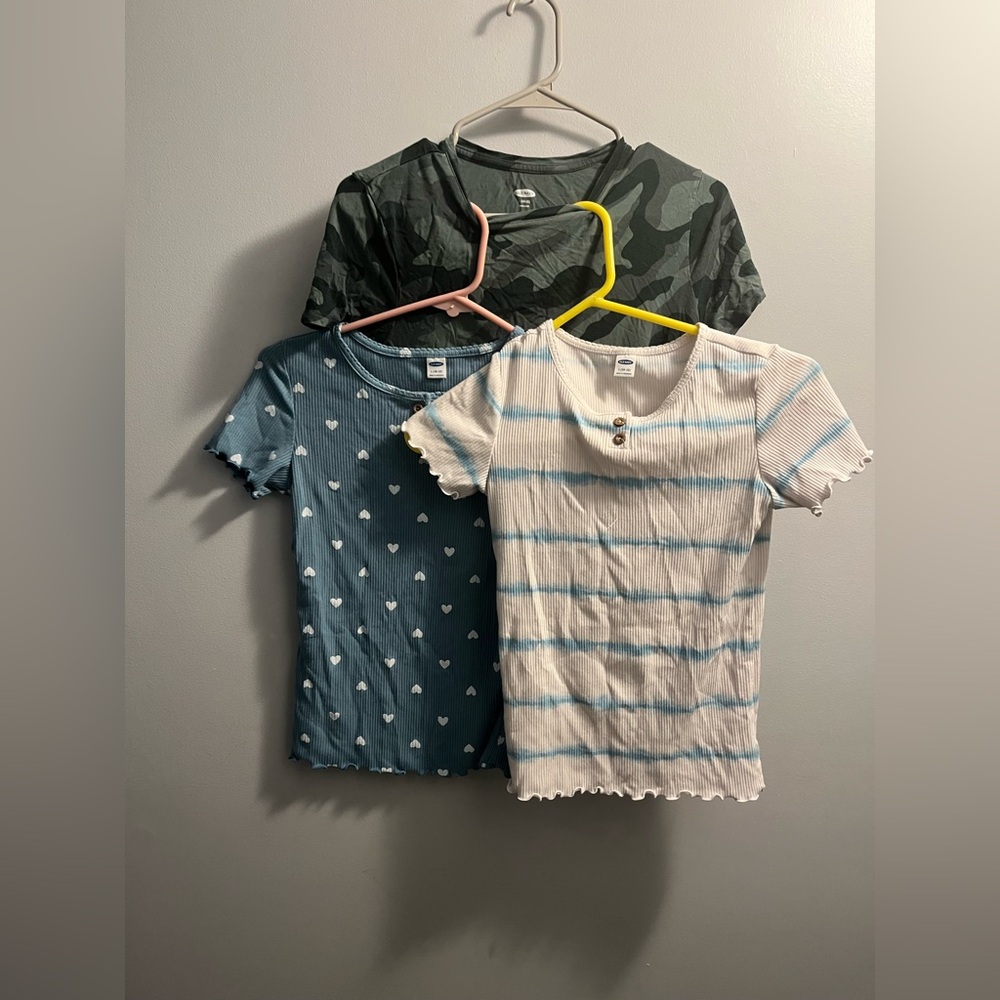FINAL SALE Size L 10-12; 3 piece bundle Old Navy Girls cute shirts;